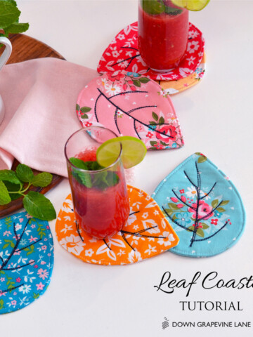 Quilted Leaf Coaster tutorial by Sedef Imer