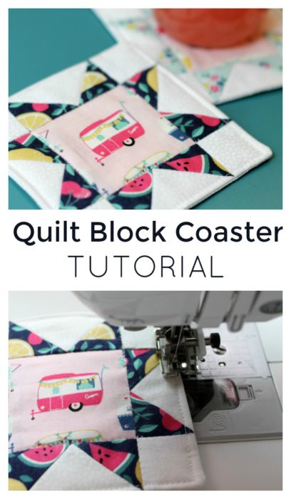 Quilt Block Coaster featured by top US quilting blog Diary of a Quilter