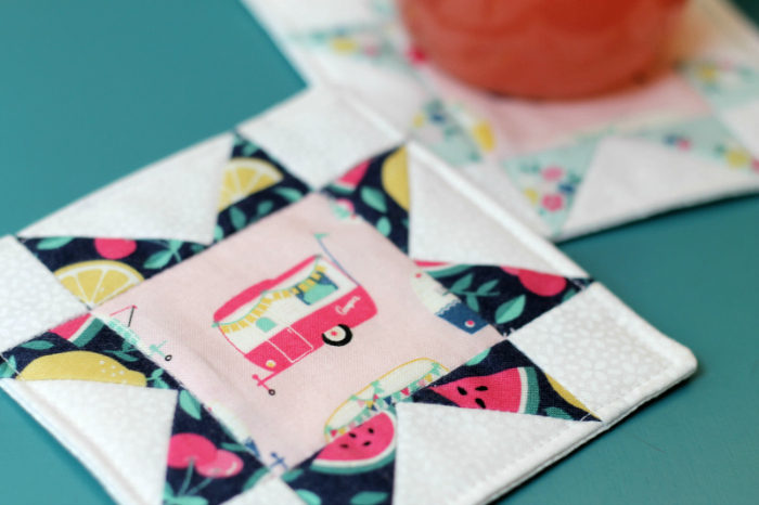 Quilt Block Coaster featured by top US quilting blog Diary of a Quilter