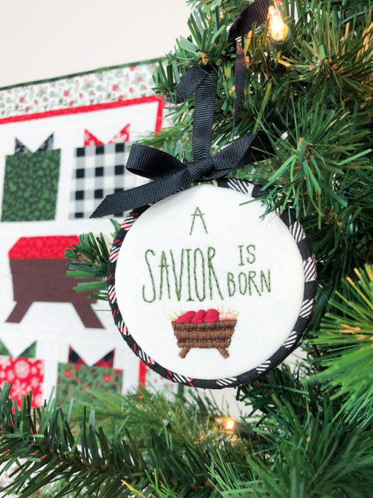 Handmade Christmas Ornament Ideas by popular Utah quilting blog, Diary of a Quilter: image of cross stitch ornaments on a tree. 