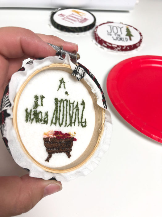Christmas in July - Hand Stitched Christmas Ornament Tutorial by popular sewing blog, Diary of a Quilter: image of the back side of a hand stitched Christmas ornament.