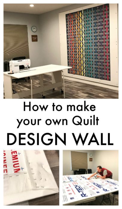 tutorial How to make your own custom Quilt Design Wall | How to Build a Quilt Design Wall by Christa Watson by popular quilting blog, Diary of a Quilter: Pinterest image of a quilt design wall.