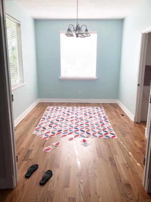 Orange Peel applique blocks by Diary of a Quilter | More Orange Peel Applique Blocks + Real Life by popular Utah quilting blog: Diary of a Quilter: image of orange peel applique blocks laid out in a patter on a hard wood floor.