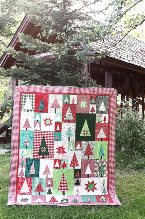 Pine Hollow Patchwork Forest Quilt, a Christmas Quilt featured by top US quilting blog, Diary of a Quilter