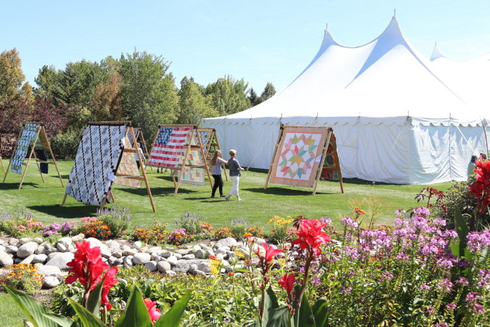Garden of Quilts 2019 - Thanksgiving Point, Utah by popular quilting blog, Diary of a Quilter: image of quilts display outside in the Ashton Gardens at Thanksgiving Point.