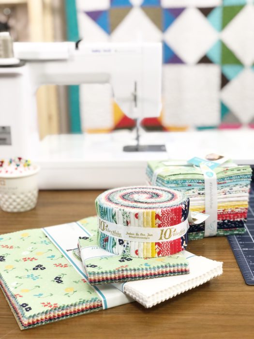 Birthday Bash at Missouri Star Quilt Company by popular quilting blog, Diary of a Quilter: image of fabric jelly rolls at the Missouri Star Quilt Company.