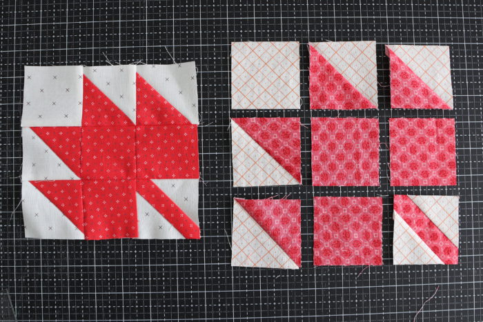 Classic Maple Leaf Quilt Block Tutorial by popular Utah quilting blog, Diary of a Quilter: image of maple leaf quilt block making process.