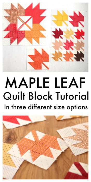 Classic Maple Leaf Quilt Block Tutorial by popular Utah quilting blog, Diary of a Quilter: pinterest image of maple leaf quilt block tutorial.