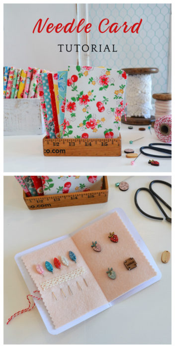 Retro-inspired Fabric-covered needle book tutorial | Fabric Covered Needle Cards - guest post by Sedef Imer by popular quilting blog, Diary of a Quilter: image of fabric covered needle cards books.