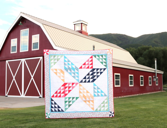 Brand new quilt pattern: Sugarhouse Star by popular Utah quilting blog, Diary of a quilter: image of a star quilt outside of a red barn.