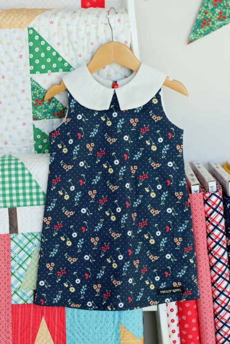 Sugarhouse Park Fabric Collection by Amy Smart by popular Utah quilting blog, Diary of a Quilter: image of an A-line sundress made out of Sugarhouse Park fabric. 