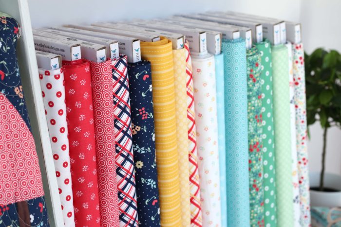 Sugarhouse Park Fabric Collection by Amy Smart by popular Utah quilting blog, Diary of a Quilter: image of bolts of Sugarhouse Park fabric.