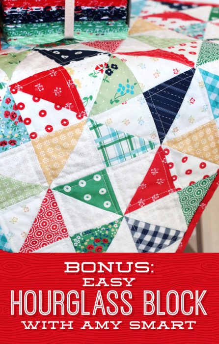 Hourglass Quilt Block Shortcut Video Tutorial by popular Utah quilting blog, Diary of a Quilter: image of a quilt with the hourglass quilt block.