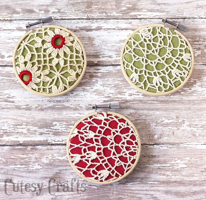 Handmade Christmas Ornament Ideas by popular Utah quilting blog, Diary of a Quilter: image of doily ornaments. 