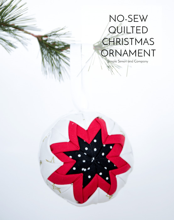 Handmade Christmas Ornament Ideas by popular Utah quilting blog, Diary of a Quilter: image of a fabric no-sew ornament. 