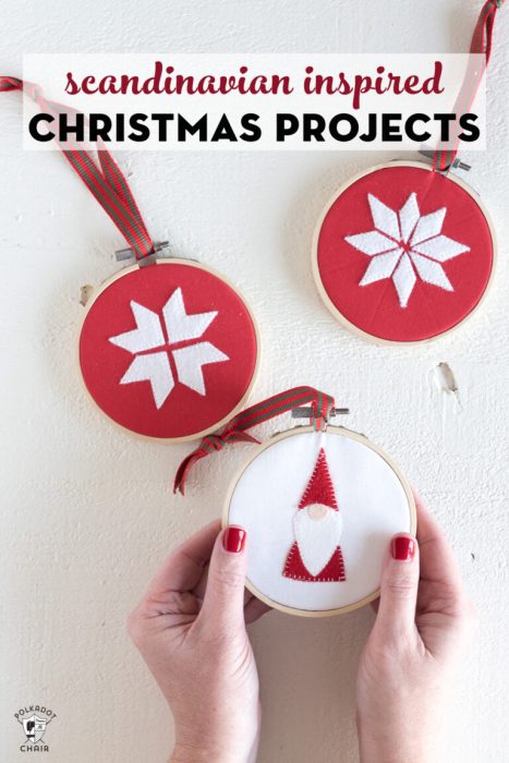Handmade Christmas Ornament Ideas by popular Utah quilting blog, Diary of a Quilter: image of Scandinavian felt ornaments. 