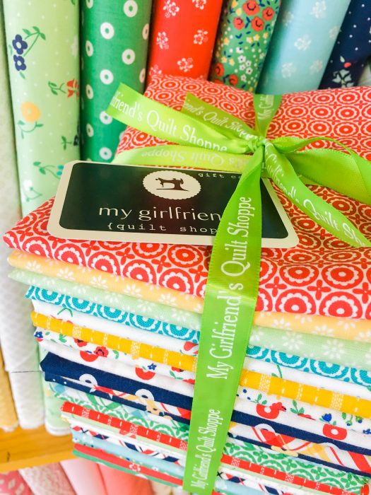 Shop Local - My Girlfriend's Quilt Shoppe + Giveaway by popular Utah quilting blog, Diary of a Quilter: image of a half yard bundle of My Girlfriend's Quilt Shoppe fabric.