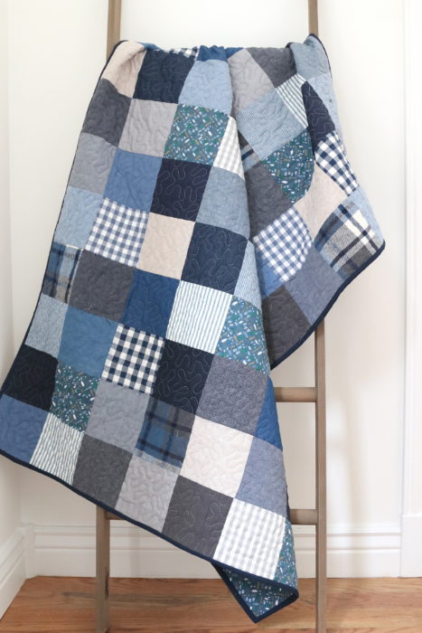 Baby Quilt Idea for a Boy - Denim and plaid patchwork