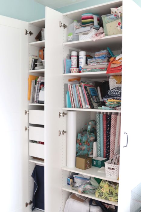 Sewing Room storage solution with customizable Ikea Pax Wardrobe