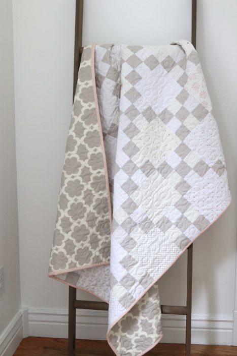 Modern Gray and White Baby Quilt