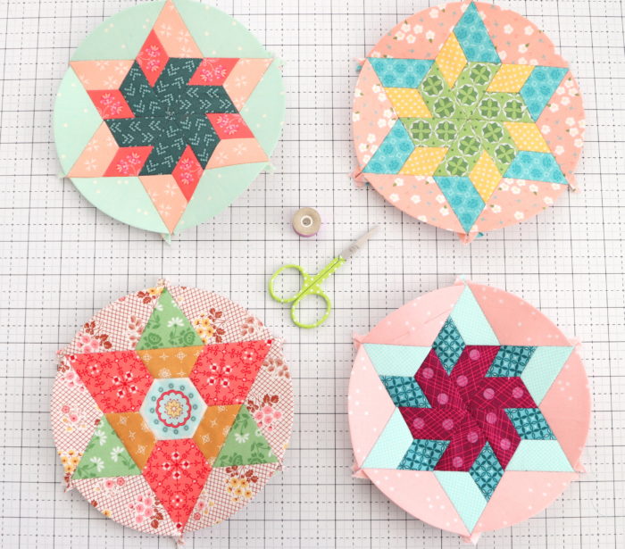 Sue Daley EPP Round We Go quilt blocks