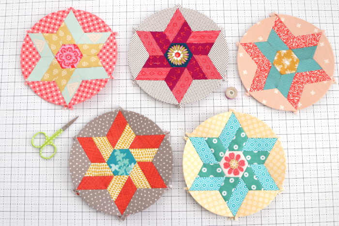 Round We Go English Paper Piecing blocks by Sue Daley