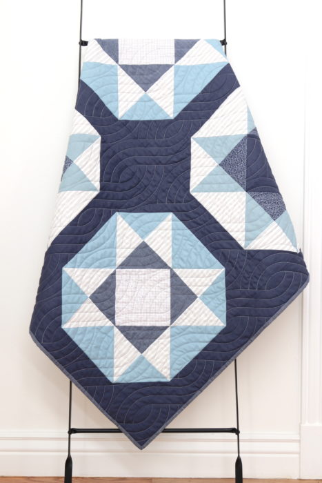 Blue and gray baby boy quilt - Lucky Star pattern from Fresh Fat-Quarter Quilts by Andy Knowlton