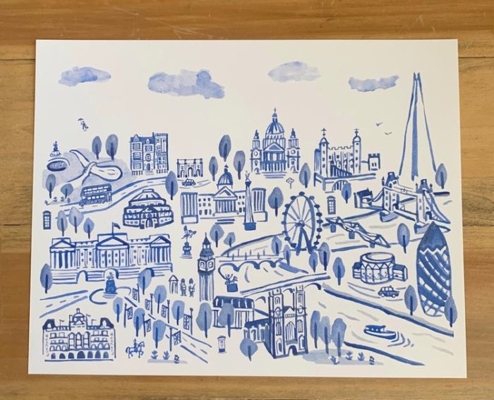 Blue and White London print by Laura Miller Studios