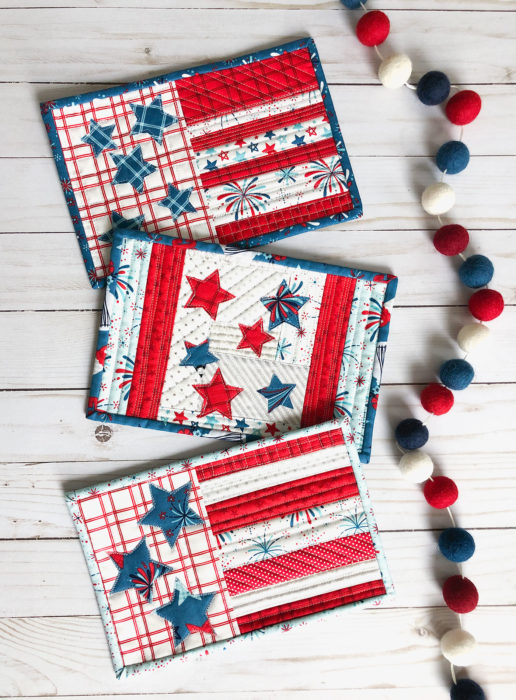 Red, White, and Blue US flag mini quilt patterns