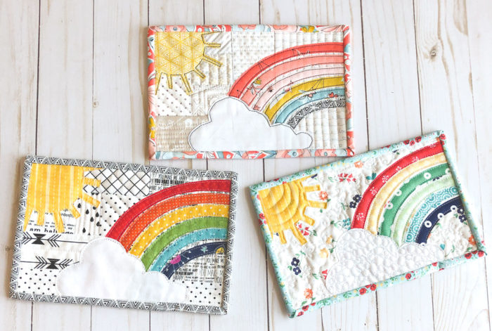 Rainbow applique mini quilt by Ameroonie Designs