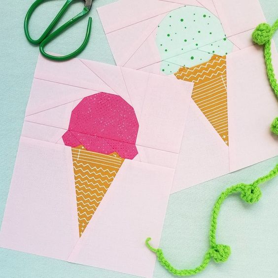 Summer-themed Sewing Ideas: Ice Cream Scoop quilt pattern by Quilty Pie