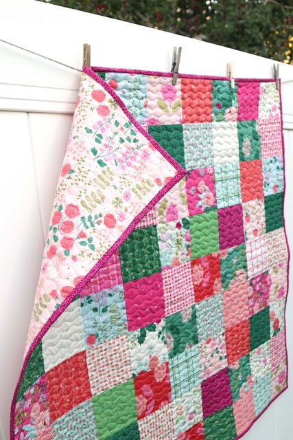 How to Make a Patchwork Baby Quilt with Precuts, a tutorial featured by top US quilting blogger, Diary of a Quilter