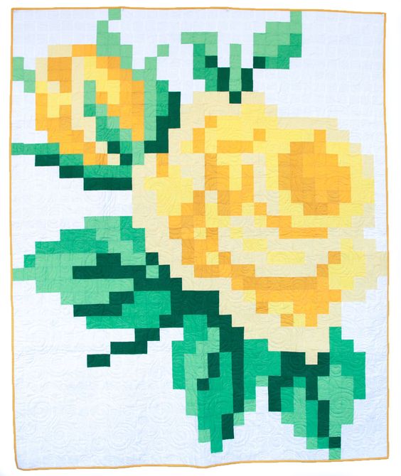 Ideas for Summer-themed Sewing Projects - Pixelated Rose quilt pattern from Trish Poolson for Riley Blake Designs