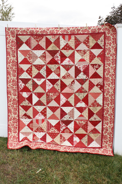 REd and white French General Hour Glass Quilt by Amy Smart