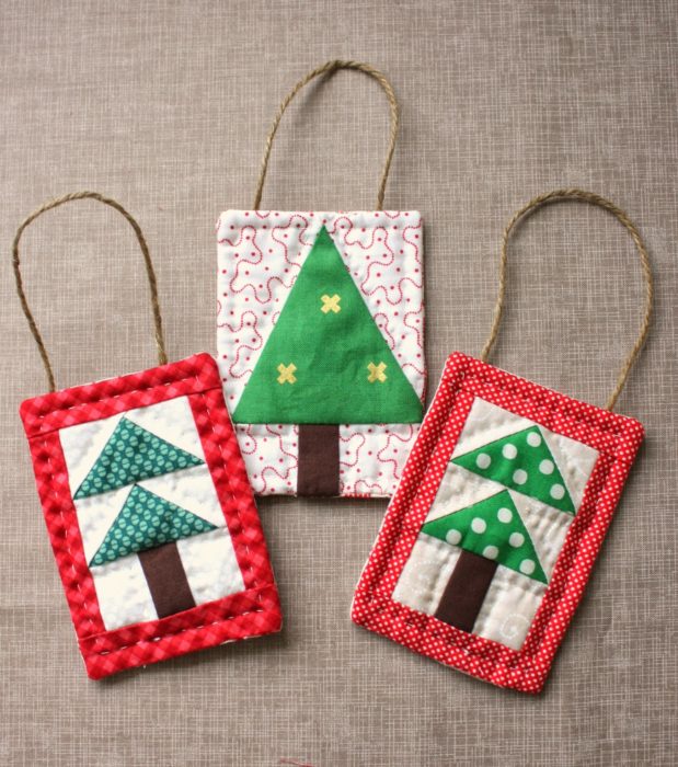 Simple Handmade Quilted Christmas Tree Ornaments
