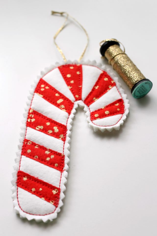 Candy Cane Handmade Christmas Ornament - Diary of a Quilter