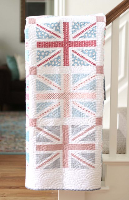 Faded Low Volume Union Jack quilt pattern design by Amy Smart