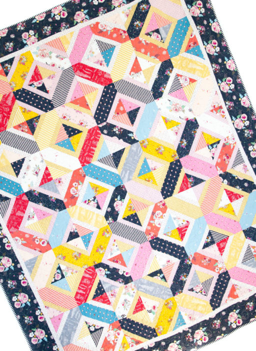 Double Crossed quilt pattern featuring Minki Kim fabrics for Riley Blake Designs
