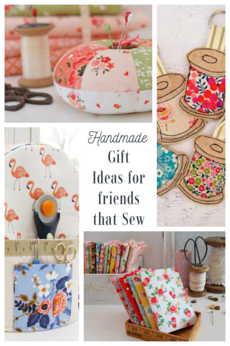 List of Handmade Gift Ideas for friends who sew or quilt - including pincushions, needlebooks, and thread catchers