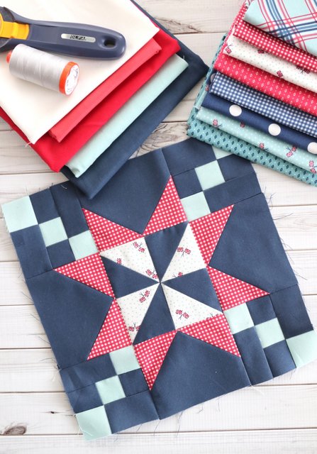 Red White and Blue Quilt block - part of the Riley Blake Quilt Block Challenge - a new free quilt block tutorial every week