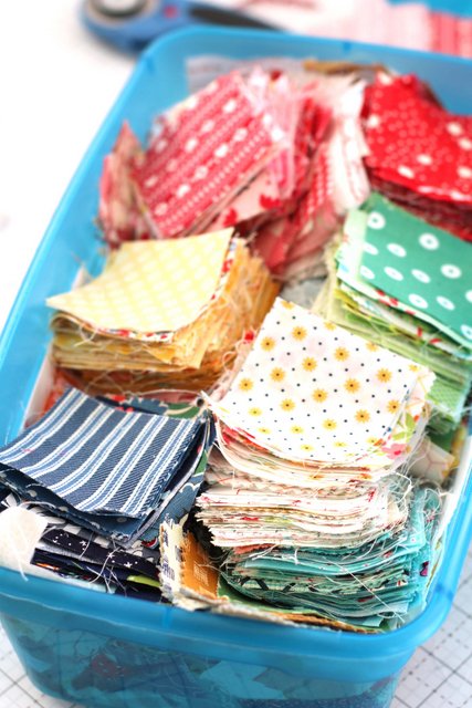 Ideas for sorting, storing and using 2 ½" fabric scraps.