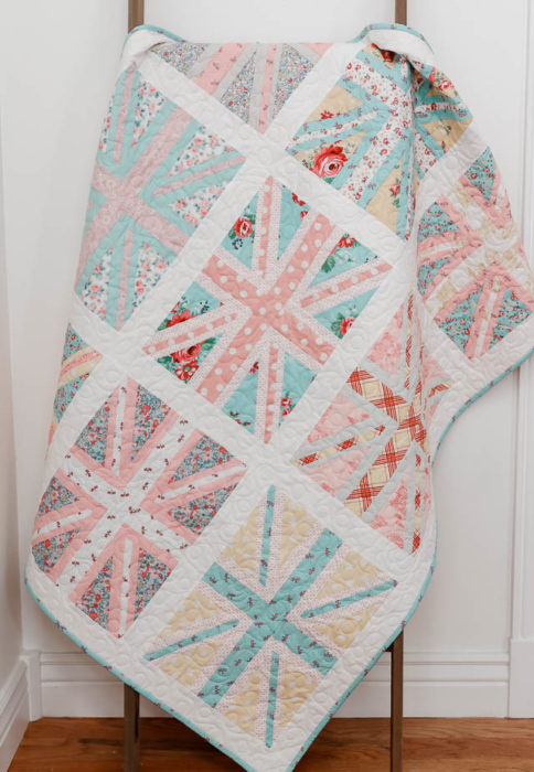 Pastel Union Jack baby quilt by Amy Smart of Diary of a Quilter