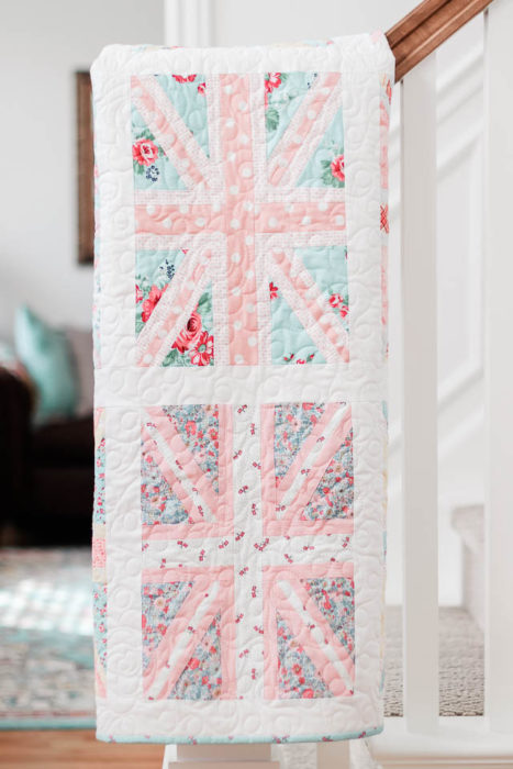 Pink and Blue Union Jack baby quilt