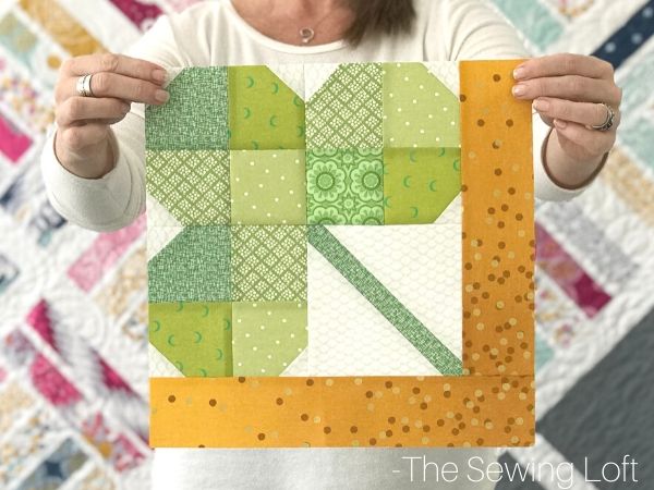 Lucky Shamrock quilt block by the Sewing Loft