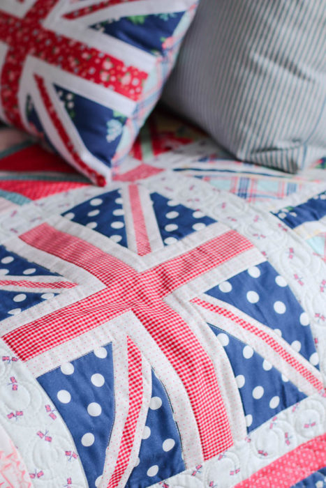 Washed out Union Jack Quilt - Red White and Blue - beachy version