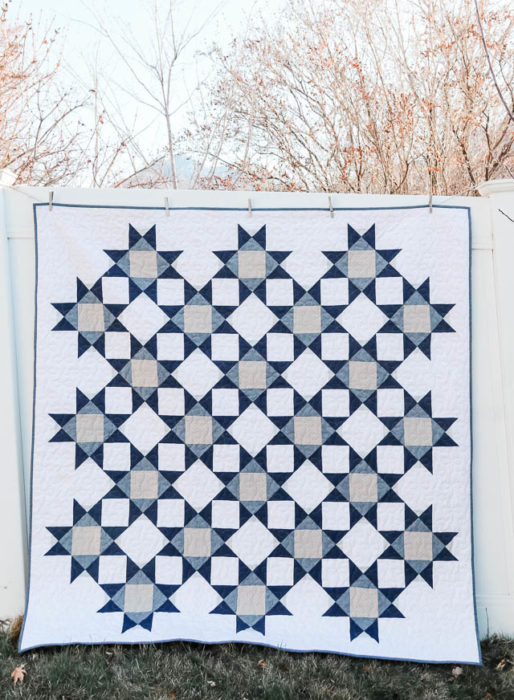 Modern Blue and Gray Star Quilt Pattern Diary of a Quilter a quilt blog