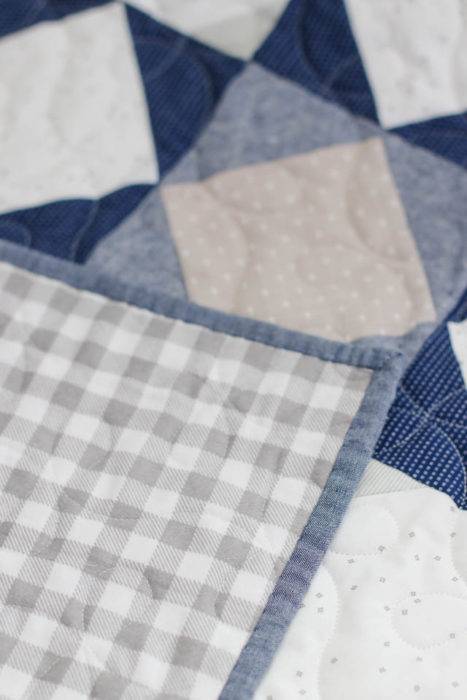 Gray and White gingham flannel quilt back