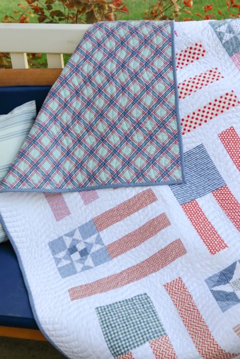 Red, White, and Blue plaid quilt back