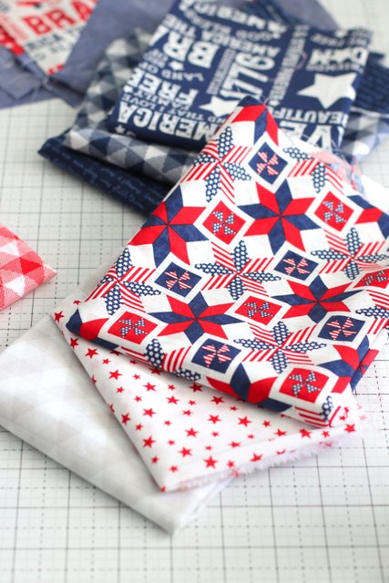 Red white and Blue Patchwork fabric from Riley Blake Designs