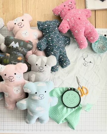 Handmade stuffed bears for children in need - for the charity Dolls of Hope.